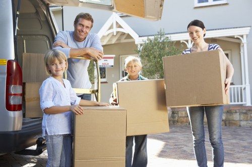 Van and moving equipment ready for transportation